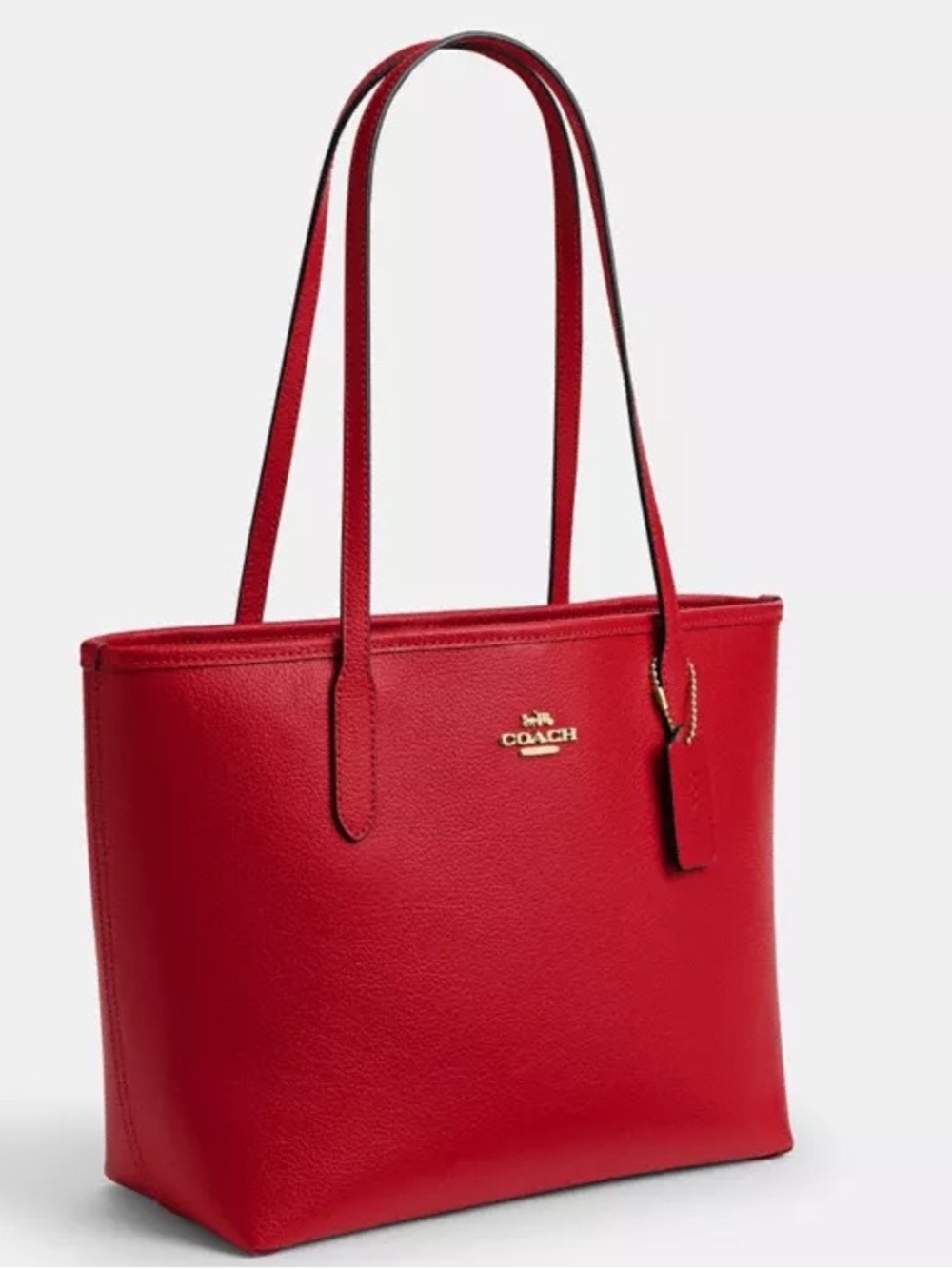 Coach Red (Bright Cardinal)  Pebble Leather Medium City Tote